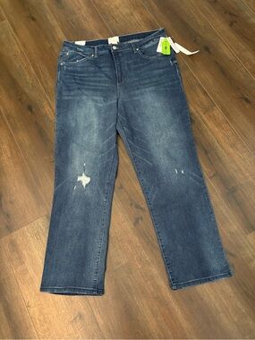 NWT Caslon Straight Leg Distressed Dark Blue Jeans
